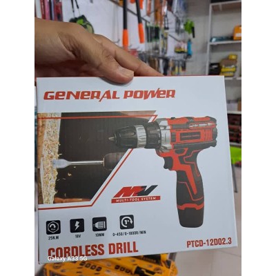دریل|دریل شارژی تک General Power PTCD-12D02.3 با ولتاژ 18 ولت
